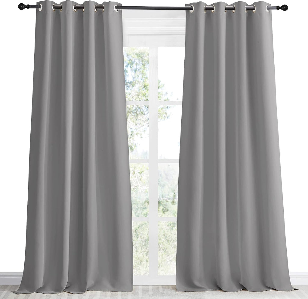 NICETOWN Blackout Curtain & Drape 96 inch Length, 55 inch Wide, Sold by 1 Panel, Silver Grey Color, Noise Reducing Drapery for Living…