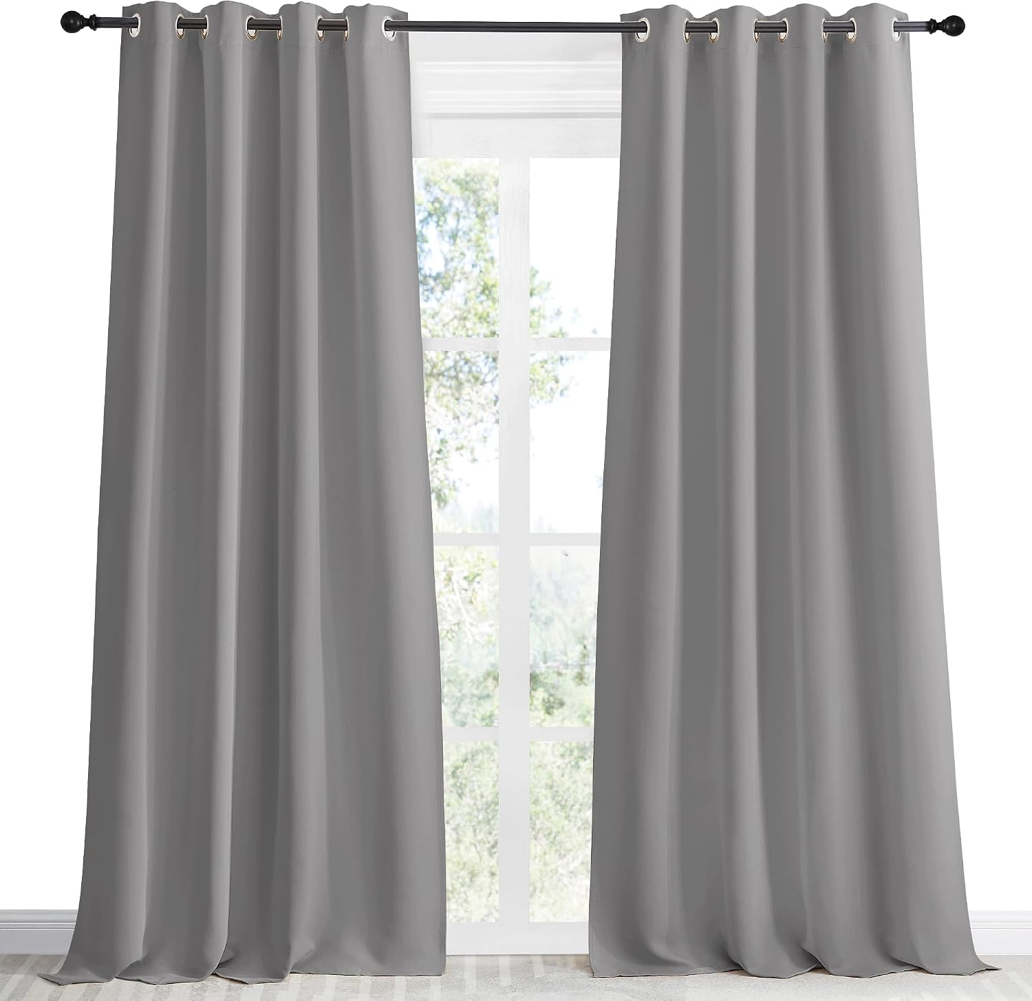 NICETOWN Blackout Curtain & Drape 96 inch Length, 55 inch Wide, Sold by 1 Panel, Silver Grey Color, Noise Reducing Drapery for Living…