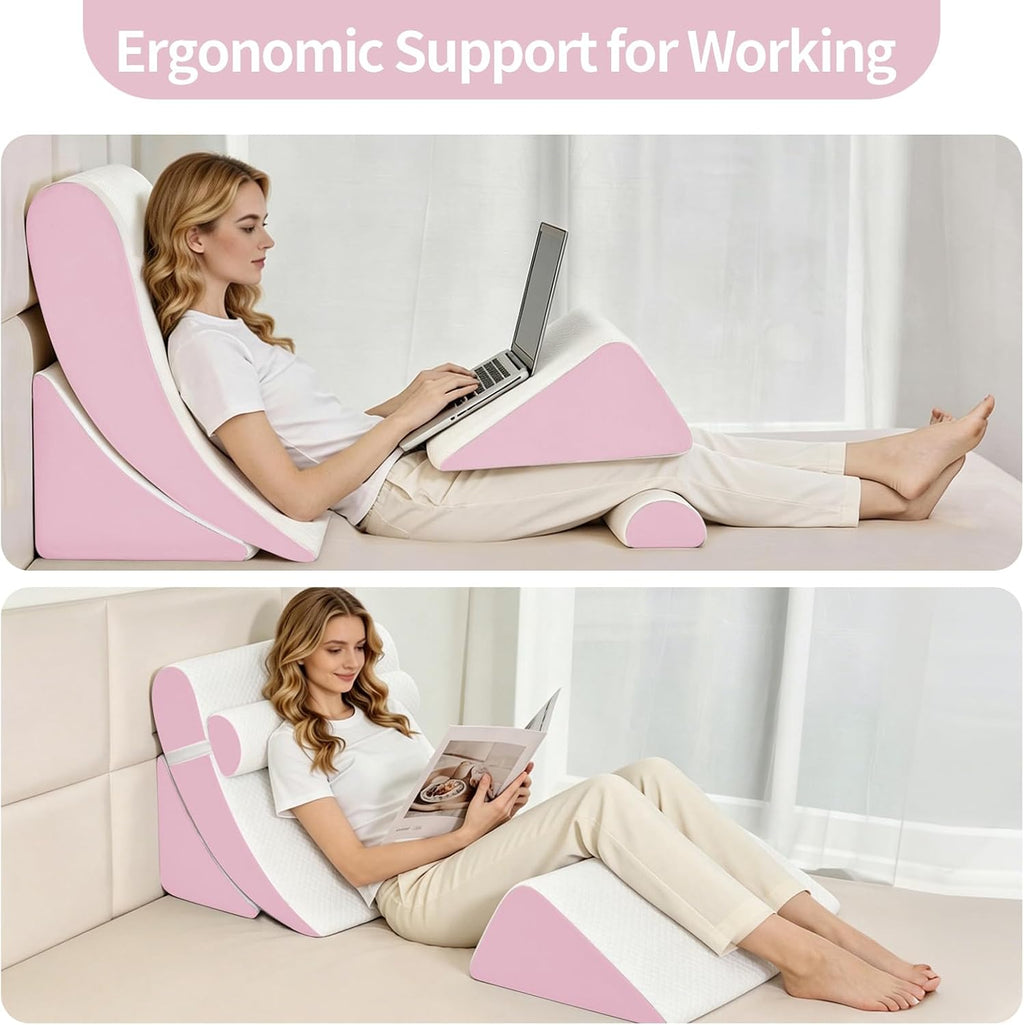 LevNubis 4PCS Orthopedic Bed Wedge Pillow Set for Post Surgery &, Adjustable Wedge Pillow for Back, Acid Reflux, Sitting up in Bed, R…
