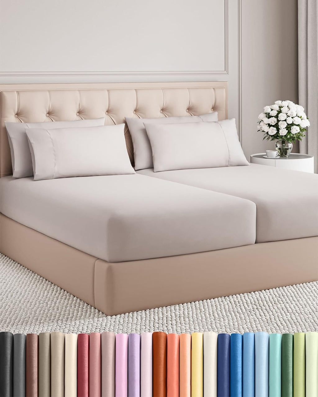Split King 7 Piece Sheet Set - Comfy, Breathable & Cooling - Soft Hotel Luxury Bedding for Women, Men, Kids, Teens & Children - 1 Flat &…