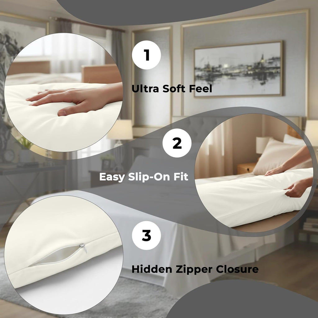 Royalelinens Royale Linens Body Pillow Cover - Double Brushed 1800 Microfiber - 20"x54" with Hidden Zipper Closure - Wrinkle & Fade Resista…