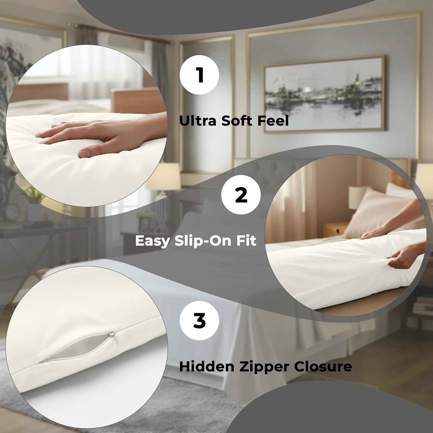 Royalelinens Royale Linens Body Pillow Cover - Double Brushed 1800 Microfiber - 20"x54" with Hidden Zipper Closure - Wrinkle & Fade Resista…
