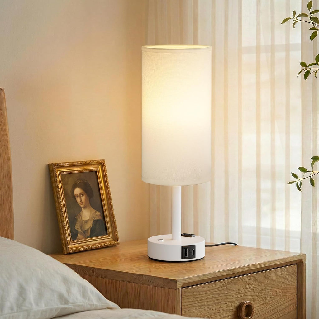 Aooshine Touch Bedside Table Lamp with Memory - Stepless Dimmable Lamp for Bedroom, Small Nightstand Lamp with Dual USB Charging Ports and…
