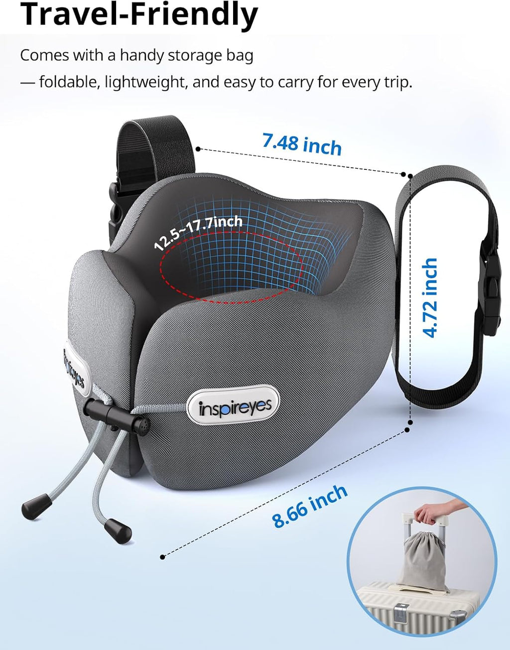 Inspireyes Neck Pillow, Travel Pillow with Seat Strap, 3D Sleep Mask, Dual Support Neck and Head, High Supportive Foam Airplane Pillow…