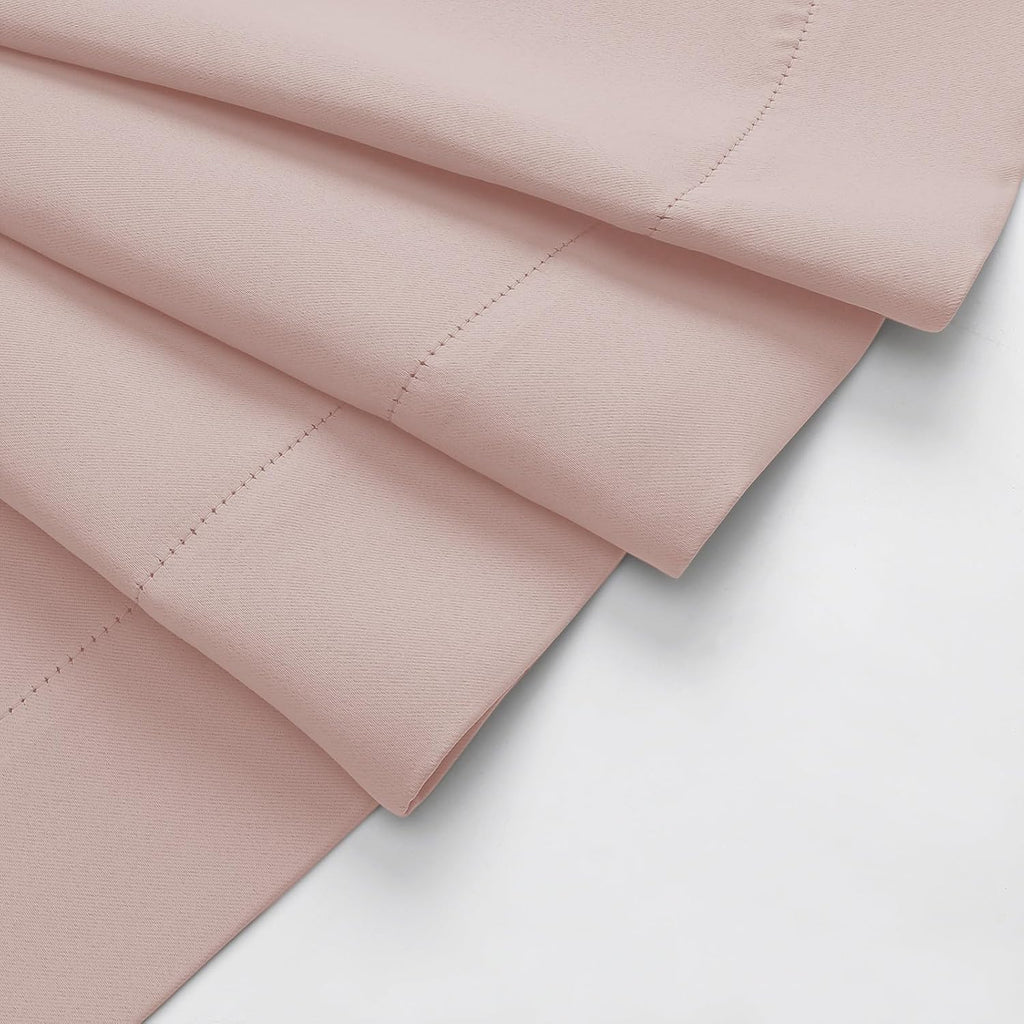 WelvetBLK Blush Room Darkening Curtains for Bedroom Living Room 45 Inch Length 2 Panels Set, Soft Solid Thermal Insulated Rod Pocket Short…
