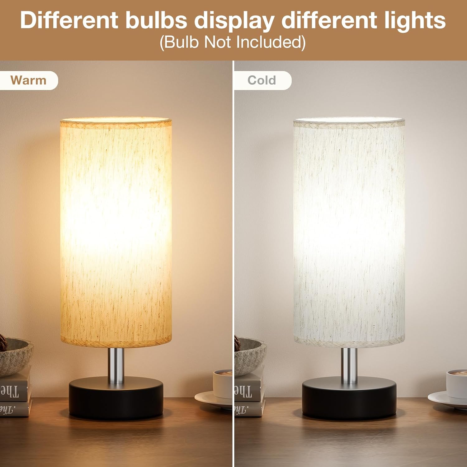PartageiZ Small Table Lamp for Bedroom - Bedside Lamps for Night Stands, Minimalist Nightstand Light Lamp, Desk Lamps for Living Room…