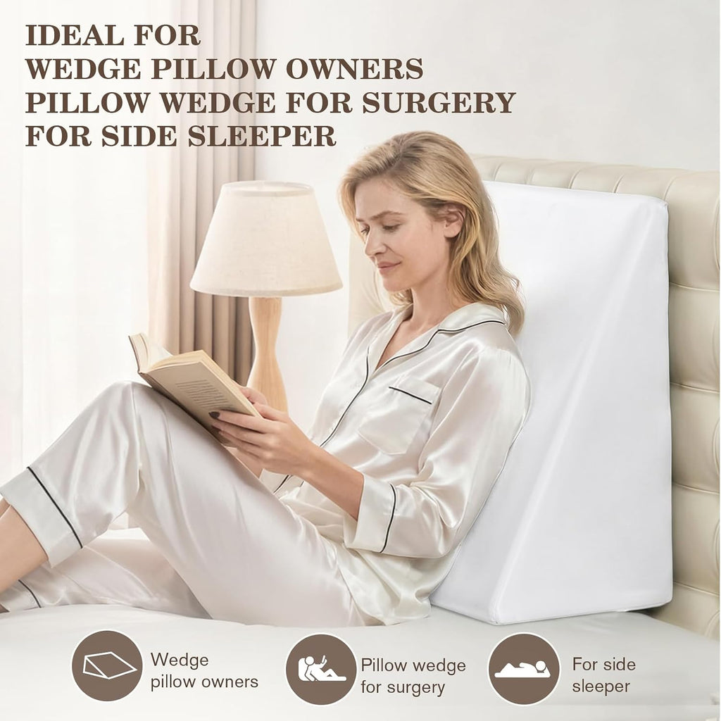 Wedge Pillow Case Cover for Style Protection, Thickened Satin Fabric Soft & Skin-Friendly, Wedge Pillow Cover with Zipper for Easy…