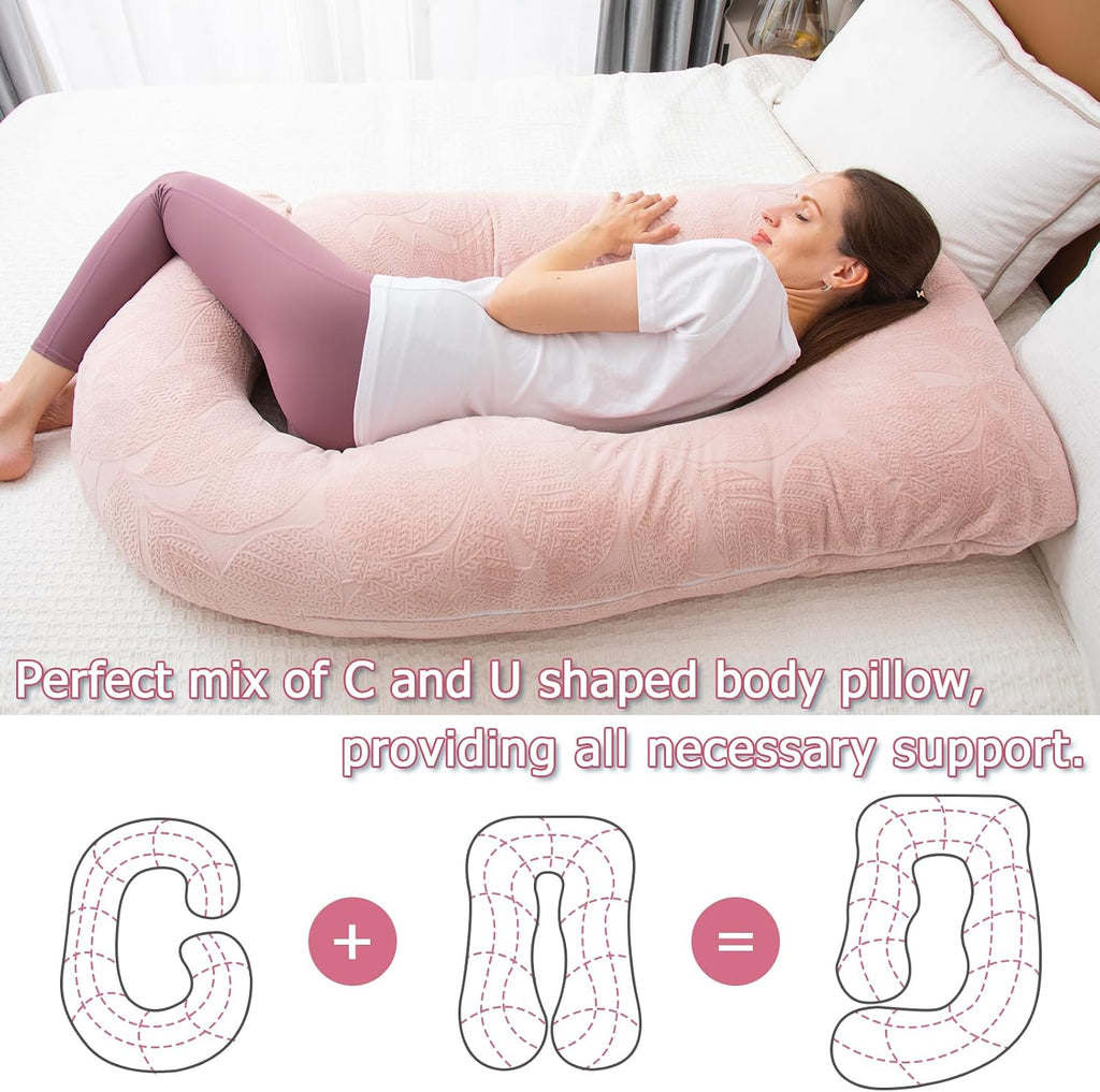Moonpine MOON PINE Pregnancy Pillow, U Shaped Full Body Pillow for Maternity Support, Sleeping Pillow with Cover for Pregnant Women (Dusty…