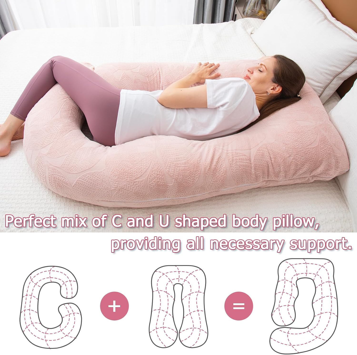 Moonpine MOON PINE Pregnancy Pillow, U Shaped Full Body Pillow for Maternity Support, Sleeping Pillow with Cover for Pregnant Women (Dusty…