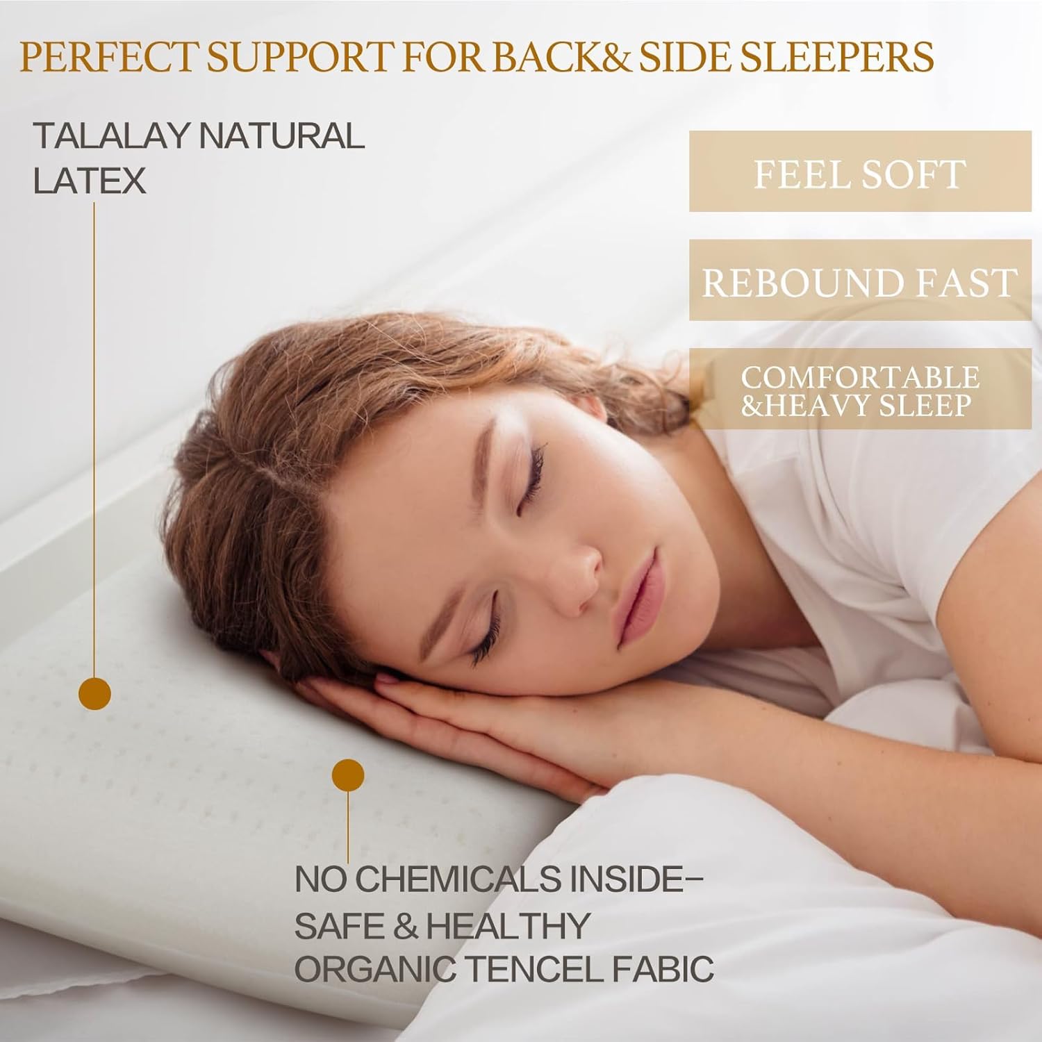 Talalay 100% Natural Premium Latex Pillow, Bed Pillow for Sleeping with Removable Cotton Cover, Helps Relieve Pressure, Breathable…