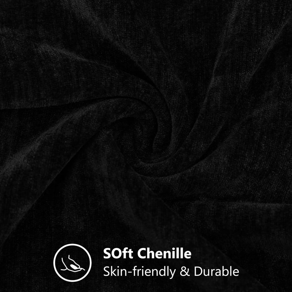 decorUhome Chenille Black Throw Pillow Covers 18x18 Inch Set of 2, Decorative Soft Couch Pillow Covers Solid Dyed Accent Farmhouse Neutral…