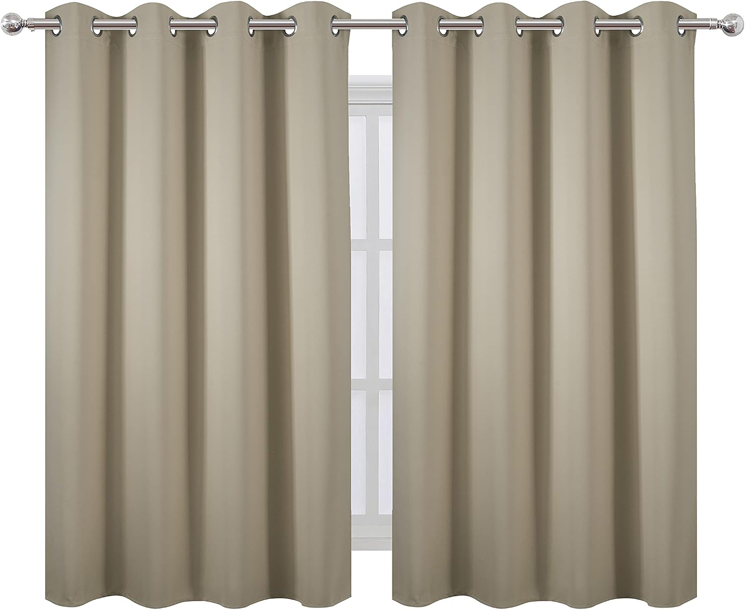 Lemomo Beige Thermal Blackout Curtains/52 x 54 Inch/Set of 2 Panels Room Darkening Curtains for Bedroom 54 Inch silver