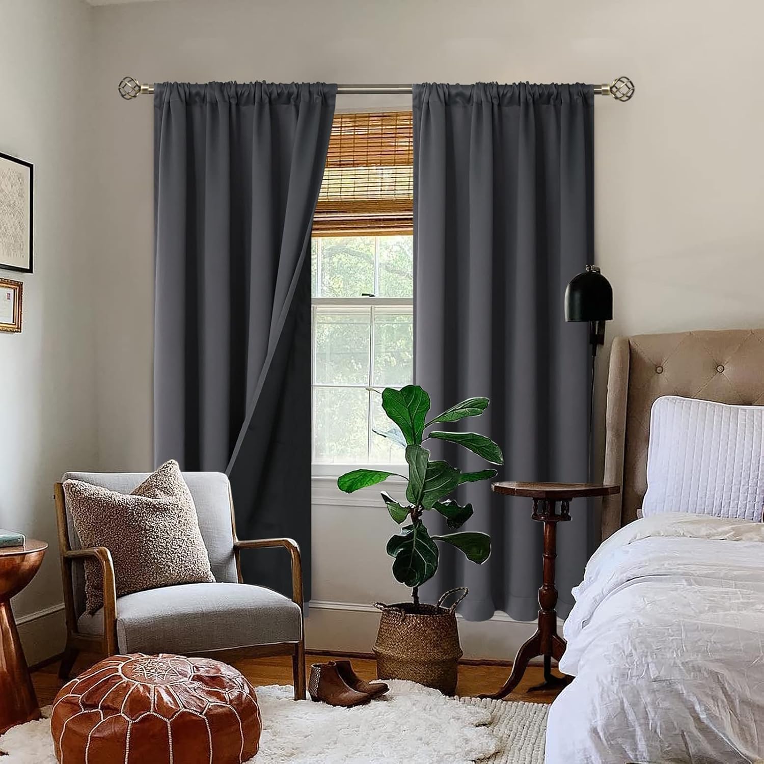 BGment Grey Blackout Curtains 84 Inch Length 2 Panels Set for Bedroom, 100% Room Darkening Thermal Insulated Dark Curtains for Living…