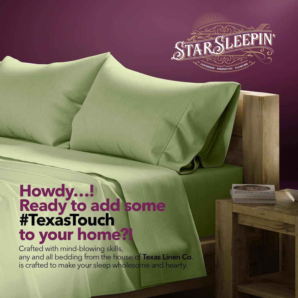 TEXAS LINEN CO. 100% Egyptian Cotton Bed Sheets Full Size - Luxury 1200 Series Sheets Full Size Bed Set (4 PC, Sage Green), 17" Deep…