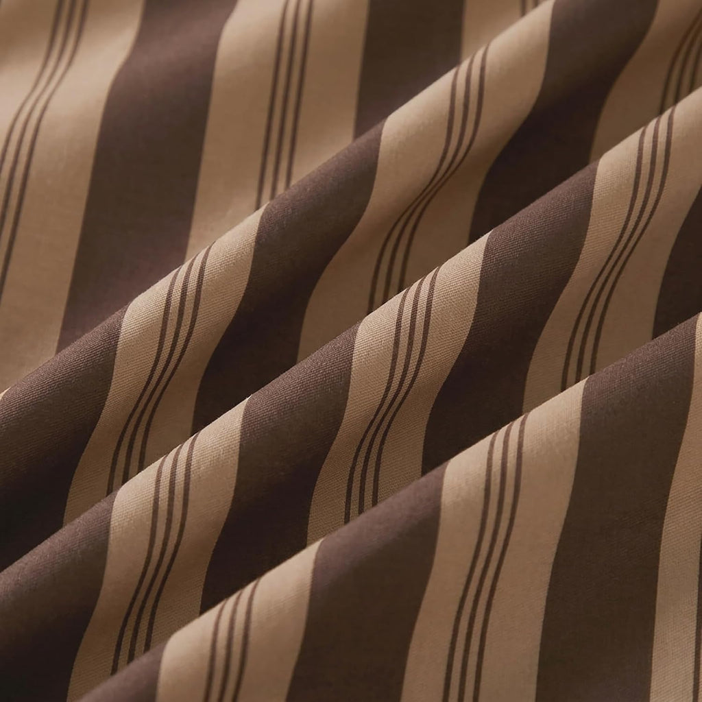 Merryword Brown Striped Pillowcases, 100% Cotton Pillow Cases, King Size Pillowcases, Luxury Linen Like Pillowcase, Soft Breathable Stripe…