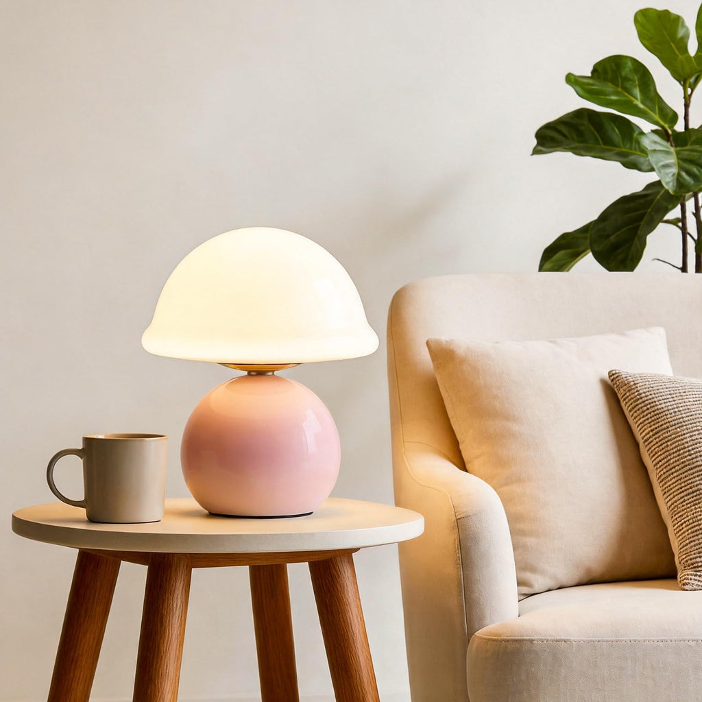 Mushroom Table Lamp for Bedroom, Cozy Bedside Lamp with Glass Shade, Stepless Dimmable Nightstand Lamp for Relaxing Bedroom Decor &…