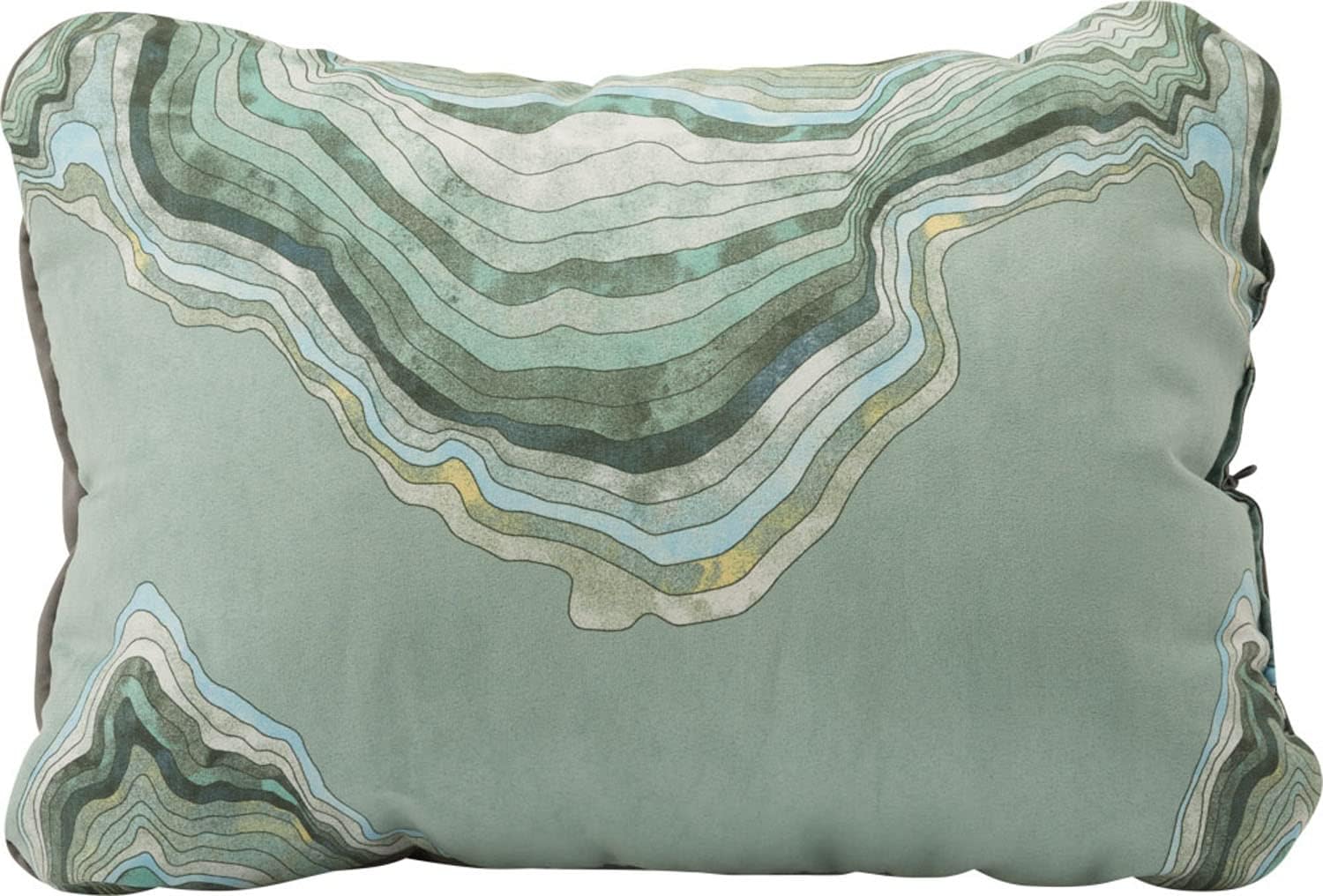 Therm-a-Rest Compressible Cinch Camping and Backpacking Pillow, Regular - 14 x 18 Inch, Sage Topo Wave Print