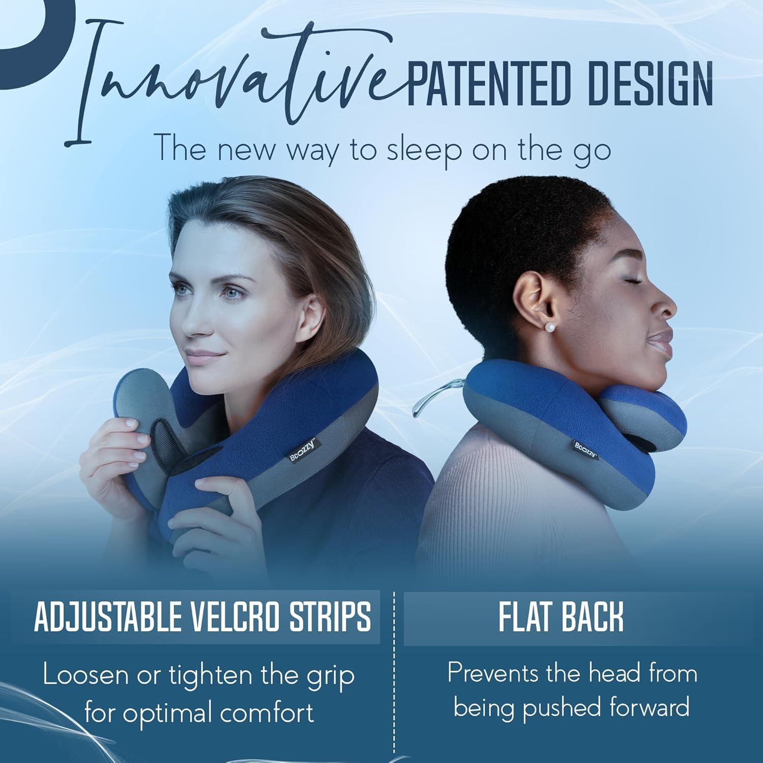 BCOZZY Travel Neck Pillow for Airplane – Patented Double Support for Head, Neck, and Chin. Best for Long Flights, Plane Sleeping & Car…