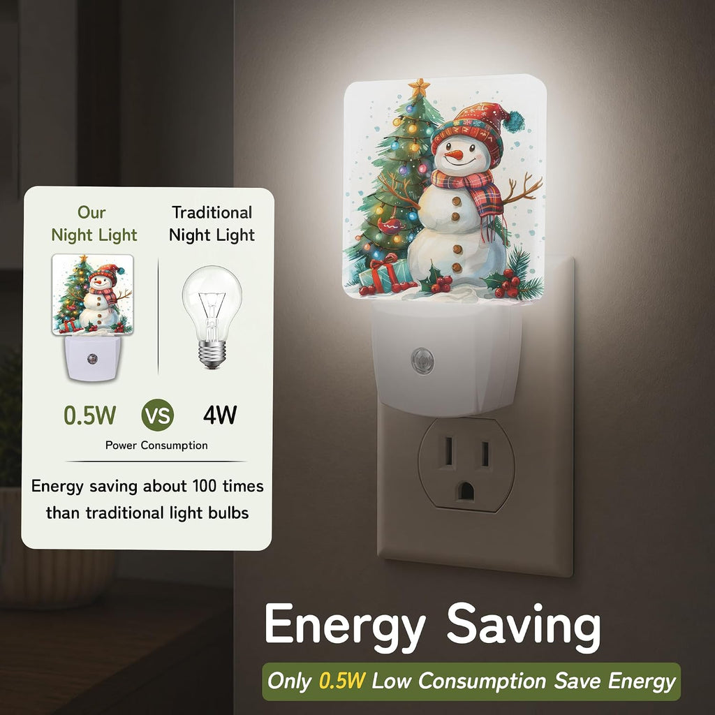 Christmas Snowman Tree Night Light, Night Lights Plug into Wall with Dusk to Dawn Sensor for Bedroom Bathroom Hallway Kitchen, Decorative…