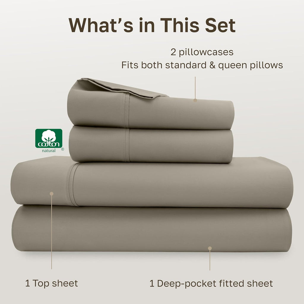 CaliforniaDesignDen California Design Den Soft 100% Cotton Bed Sheets Queen Size Set, 400 TC Good Housekeeping Award Winner, Silky Smooth S…
