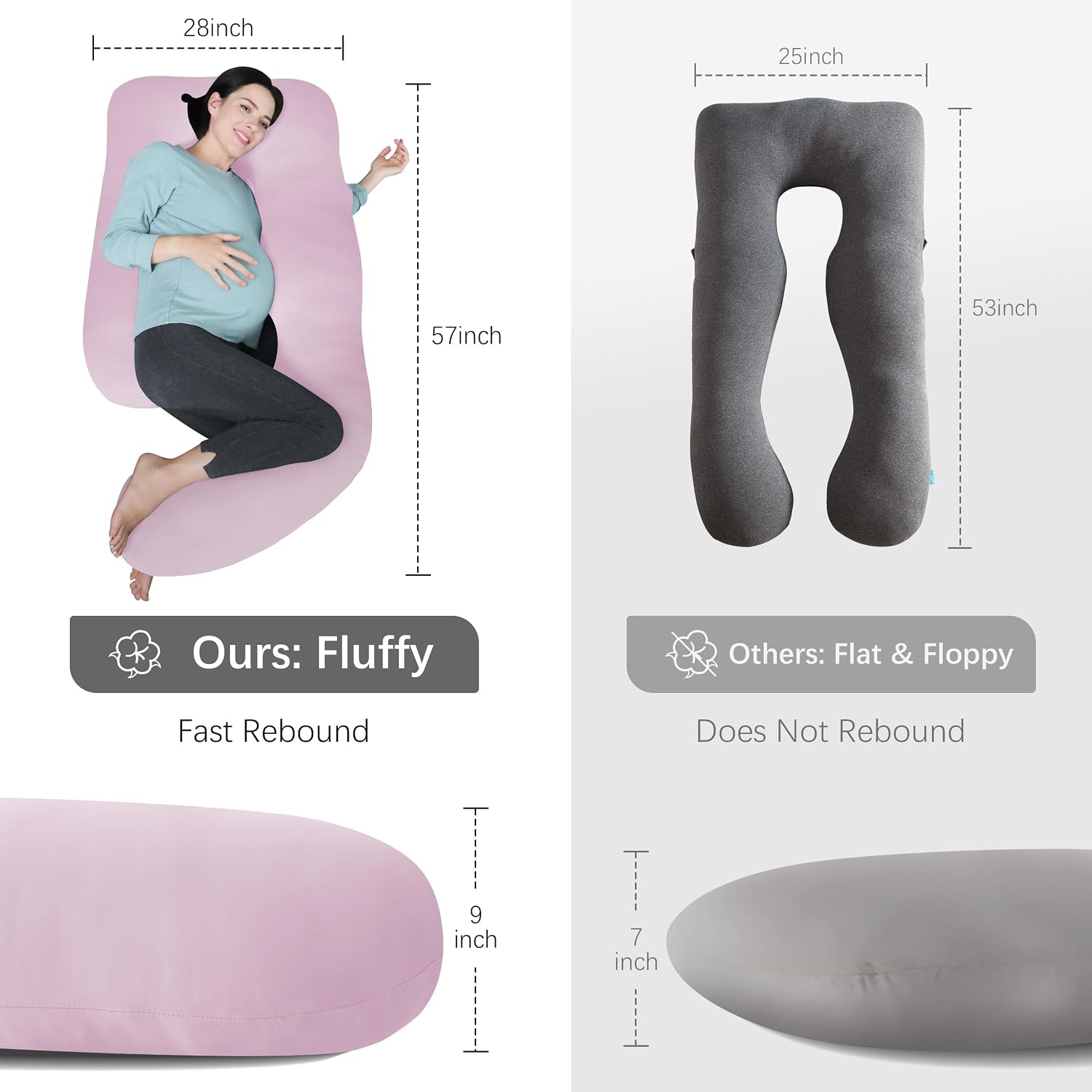 Moonpark MOON PARK Pregnancy Pillows for Sleeping - U Shaped Full Body Maternity Pillow with Removable Cover - Support for Back, Legs, Bell…