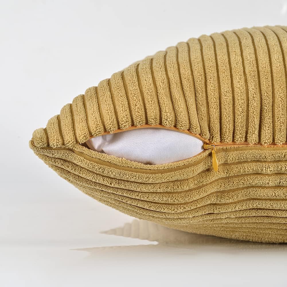 Fancy Homi Mustard Yellow Decorative Throw Pillow Covers 16x16 Inch for Living Room Couch Bed, Rustic Farmhouse Boho Home Decor, Soft…