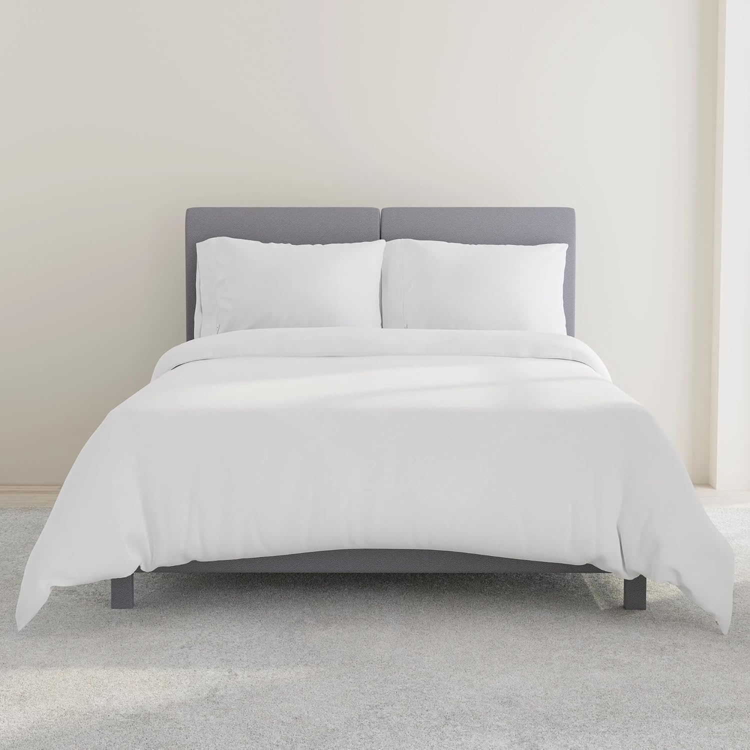 QuickZip Sateen Pillow Case King Size (20" X 39") Pillowcases, Set of 2, 100% Cotton Pillow Covers with Envelope Closure, White