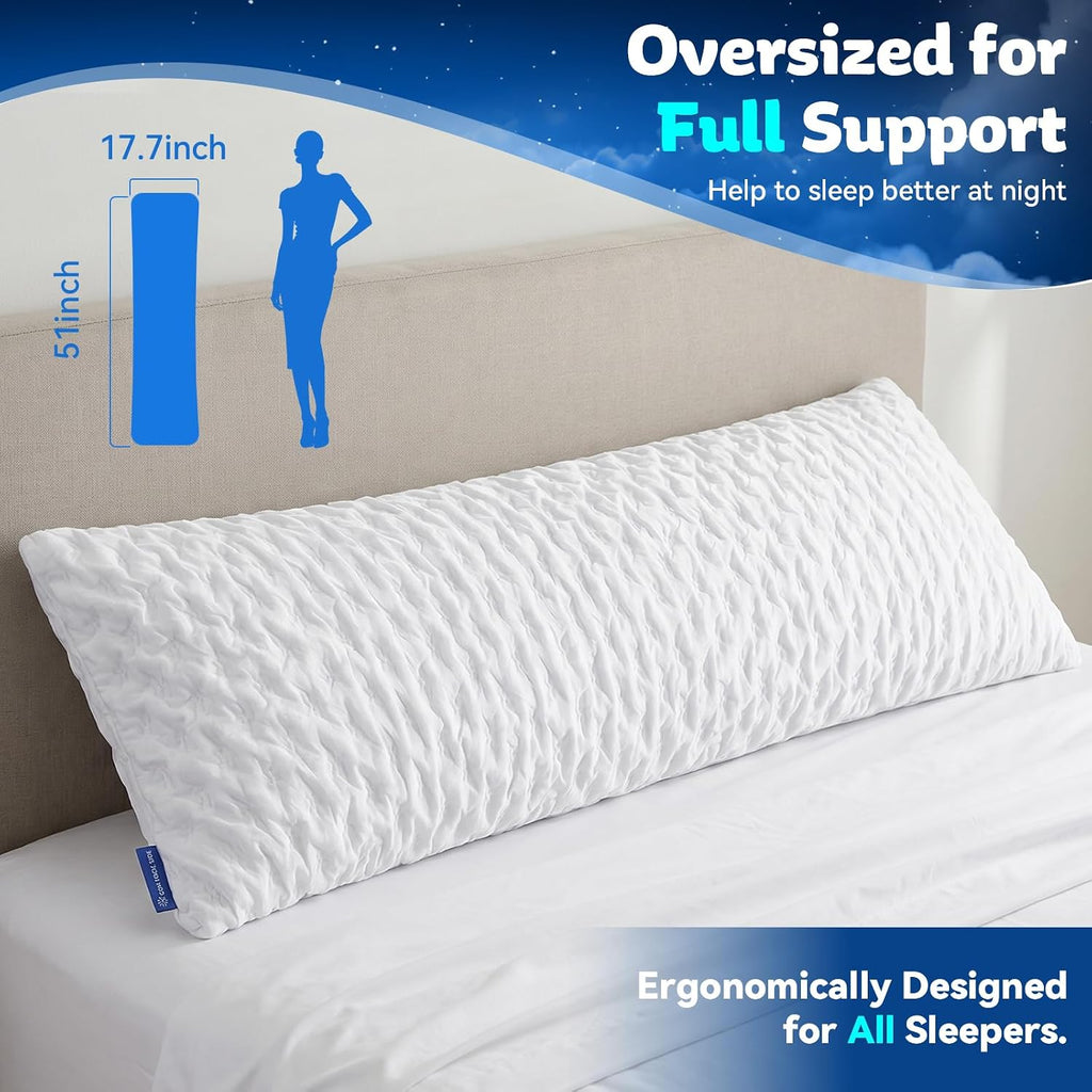 KUCEY Body Pillow for Side Sleeper with Neck and Shoulder Pain, Adjustable Shredded Memory Foam Pillows, Cooling Pillow for hot Sleepers…
