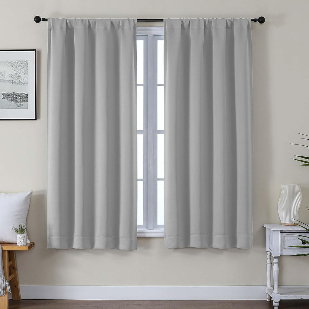 Gwine Blackout Curtains for Living Room 63 Inch Long, Thermal Insulated Window Treatment Black Out Curtains for Bedroom Decor with Rod…