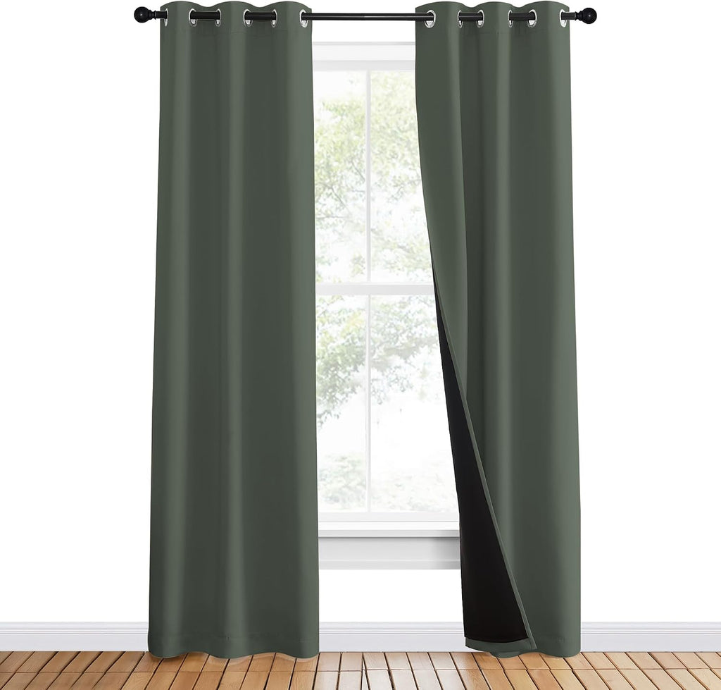 Nicetown 100% Blackout Curtains 80" Long, Pair of Energy Smart & Noise Blocking Out Drapes for Baby Room Window, Thermal Insulated Guest Ro…