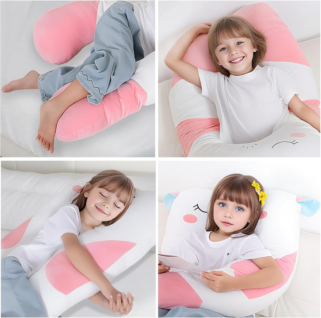 47x23 inch U Shaped Long Plush Body Pillows for Kids, Stuffed Animal Unicorn Soft Large Pillow for Sleeping, Big Cute Plushies, Washable…