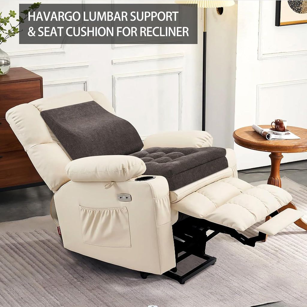 Recliner Cushions for Elderly with Lumbar Support, Patent Design 20x20x4 Inch Thick Chair Cushion Soft Tufted Dual Layer Booster Seat…