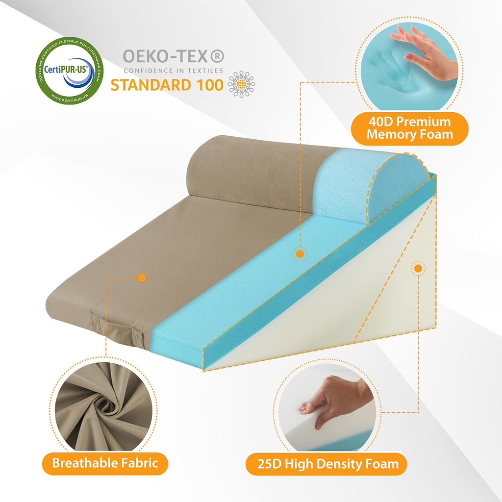 Ruqmuis 3PCS Wedge Pillow Set for After Surgery, Adjustable 9&12 Inch Bed Wedge Pillow for Sleeping, Incline Pillow Wedge for Headboard, Po…