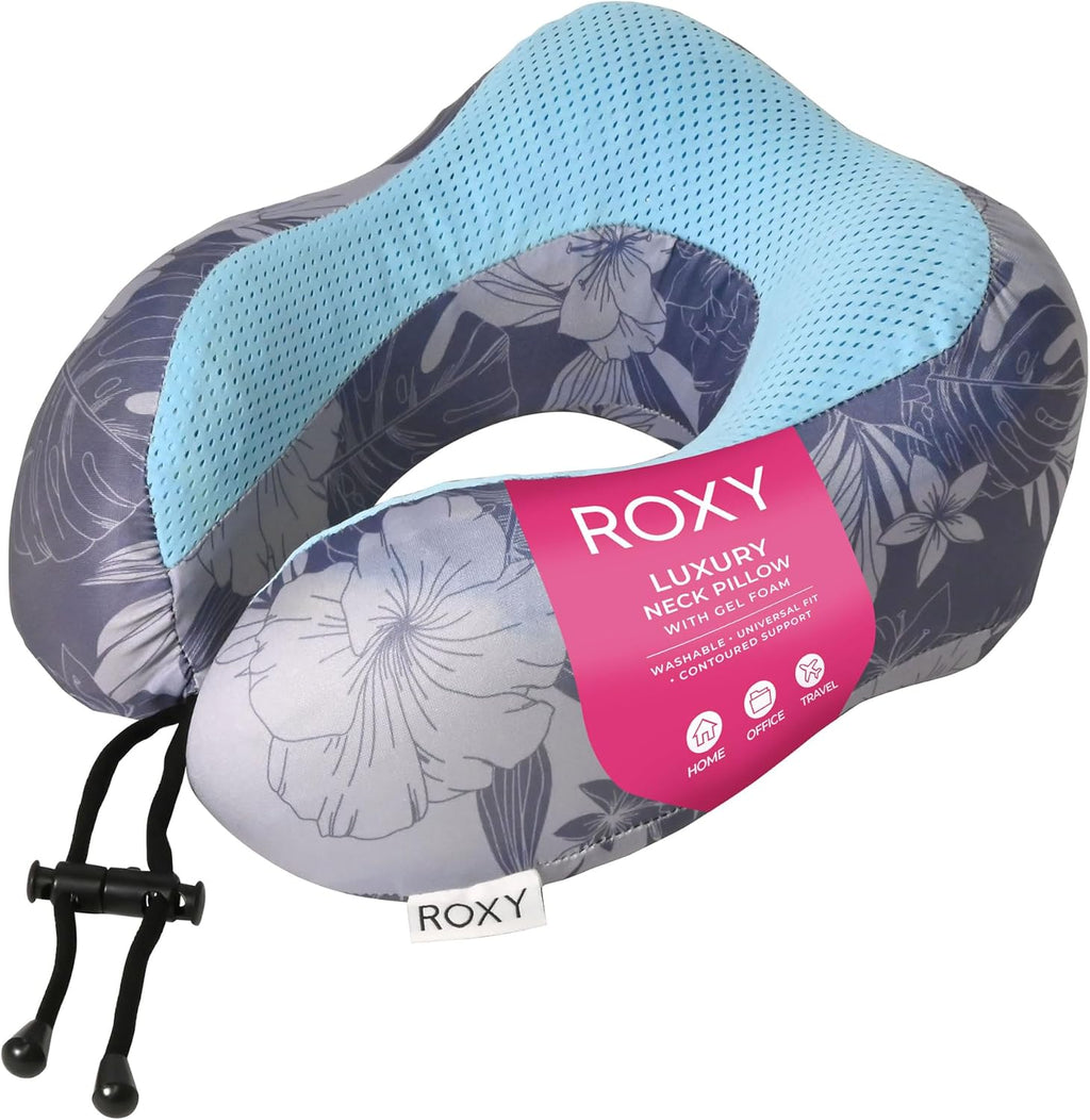 Roxy Cooling Gel Neck Pillow, Memory Foam Travel Neck Pillow for Airplane, Ergonomic Neck Support Pillow for Travel, Plane, Car & Office, B…