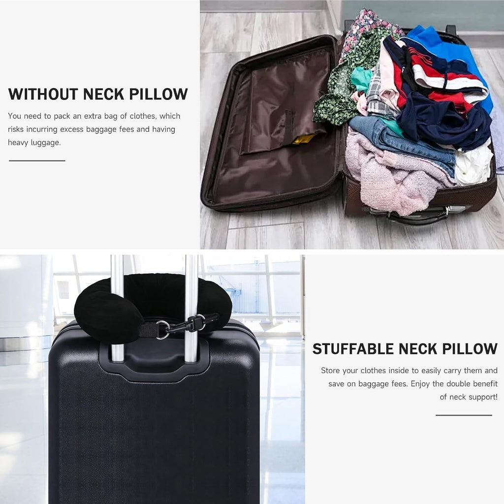 Travel Neck Pillows for Airplanes Stuffable Neck Pillow for Extra Carry-On Luggage Avoid Airline Baggage Fees Fits 3+ Days of Travel…