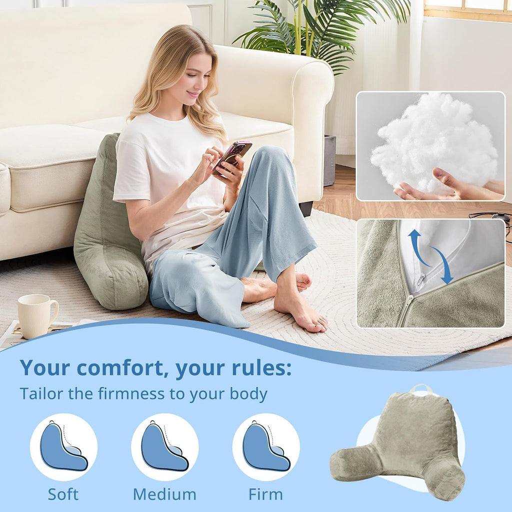 Sasttie Reading Pillow for Sitting in Bed Adult, Back Pillow for Bed Sitting Up, Backrest Back Support Chair Pillow, College Dorm…