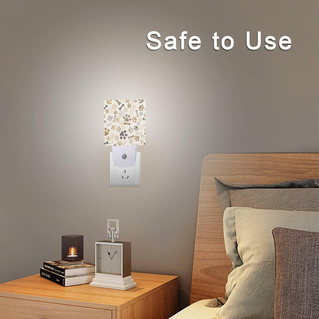 Dog Cat Paw Print Bones Night Light Plug-in LED Nightlights Auto Sensor Night Lamp Dusk-to-Dawn Lamp Home Decor for Nursery Children…