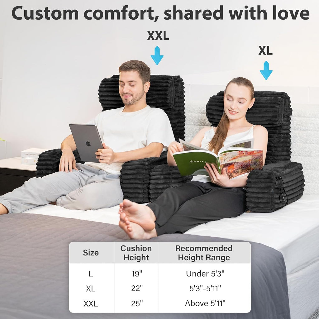 ENITYA 22" XL Ergonomic Bed Pillow for Sitting Up, Backrest Cushion for Reclining, Gaming, Resting, Watching TV, Recovery in Bed, Couch or…