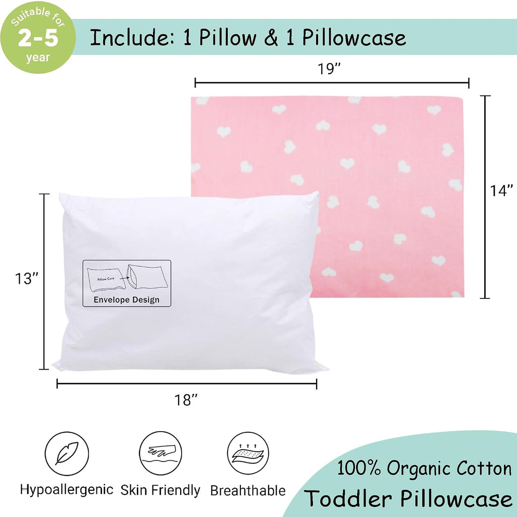ZPECC-ABrandThatHasBeenFocusedOnBeddingFor20Years ZPECC Toddler Pillow with Pillowcase - 13x18 Organic Cotton Hypoallergenic Kids Pillow, B…