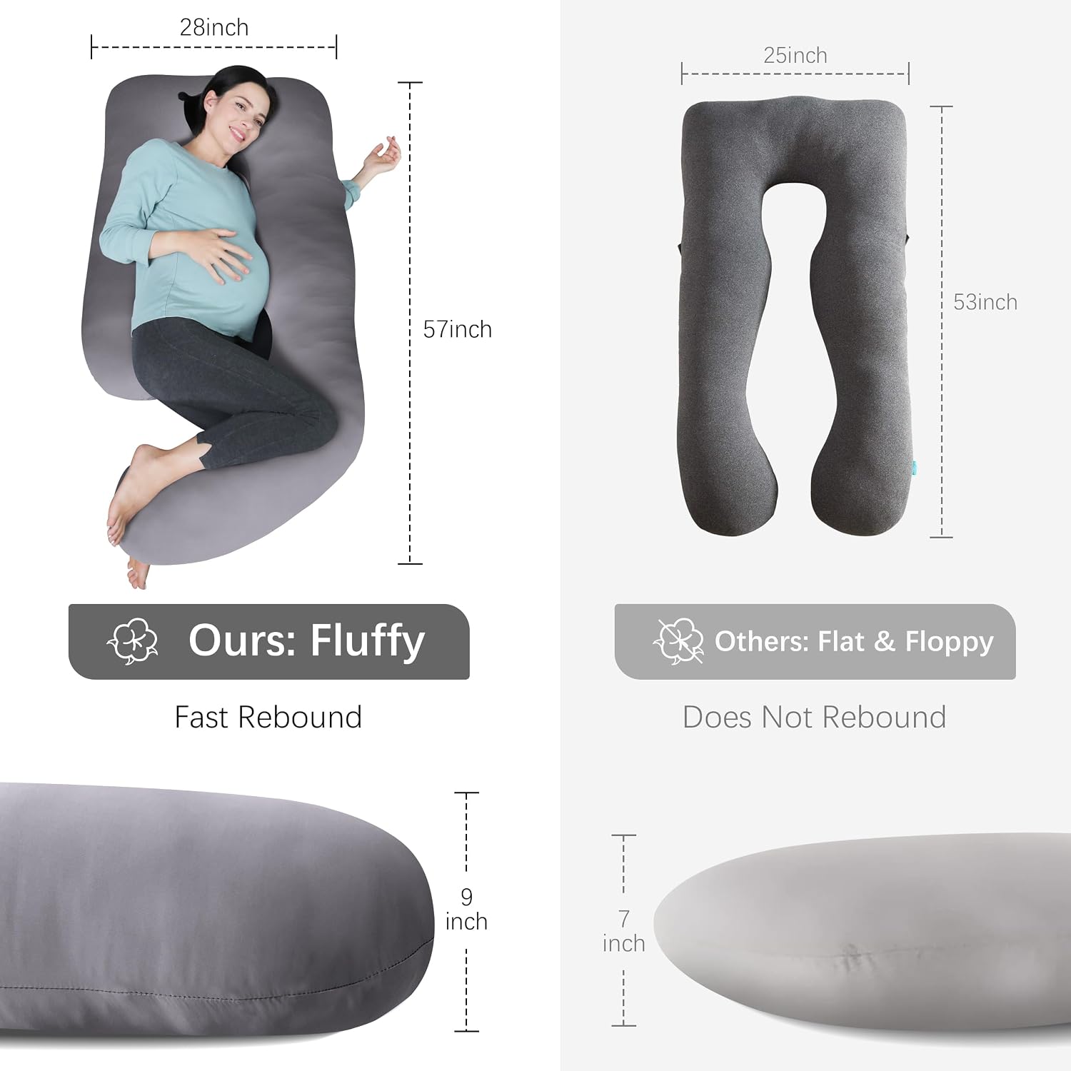 Moonpark MOON PARK Pregnancy Pillows for Sleeping - U Shaped Full Body Maternity Pillow with Removable Cover - Support for Back, Legs, Bell…