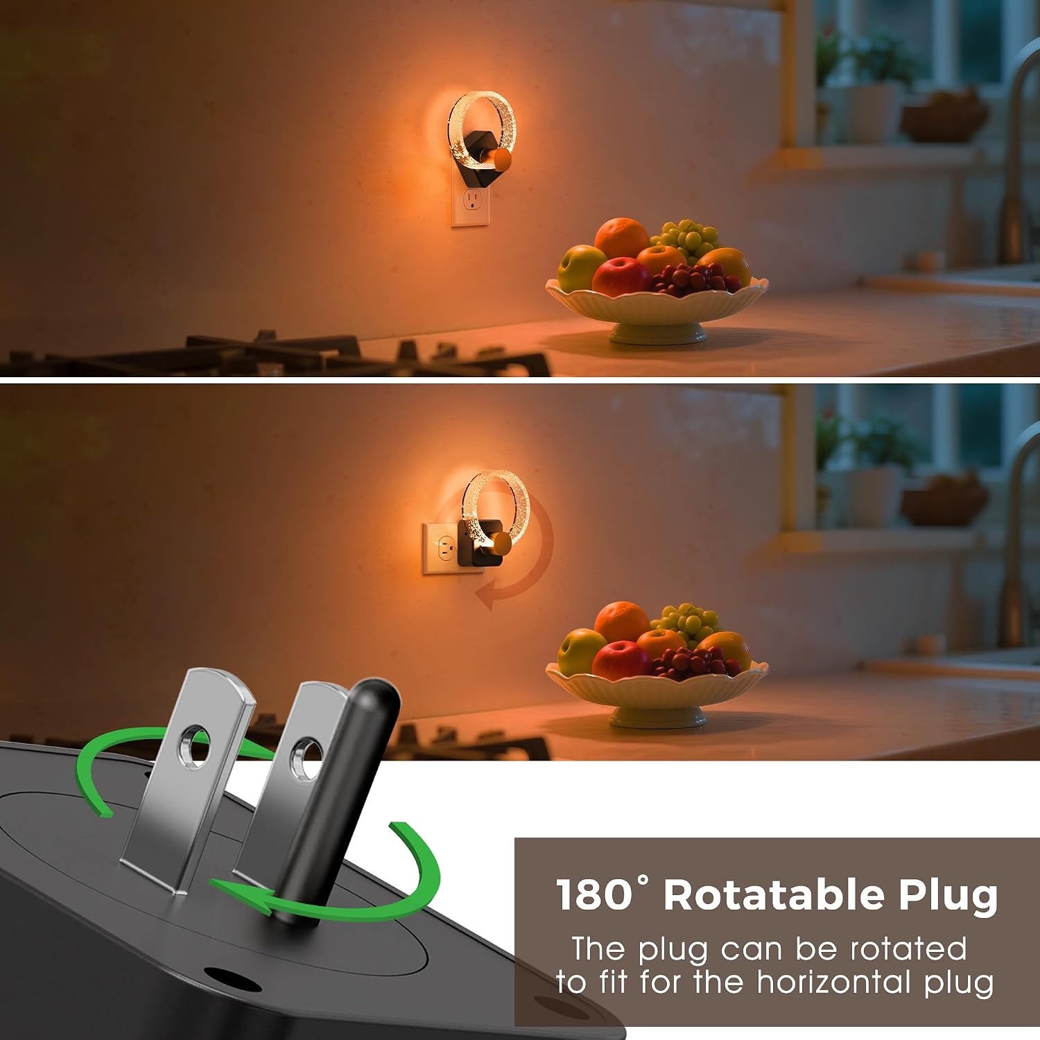 L LOHAS LED Night Lights Plug into Wall, Changing RGB Night Light with Dusk to Dawn Sensor, 180° Rotatable Bubble Nightlight Plug in Wall…