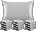 Ntbay 12 Pack Satin Queen Pillowcases for Hair and Skin, Luxurious and Silky Pillow Cases with Envelope Closure, 20 x 30 Inches, Silver Gre…