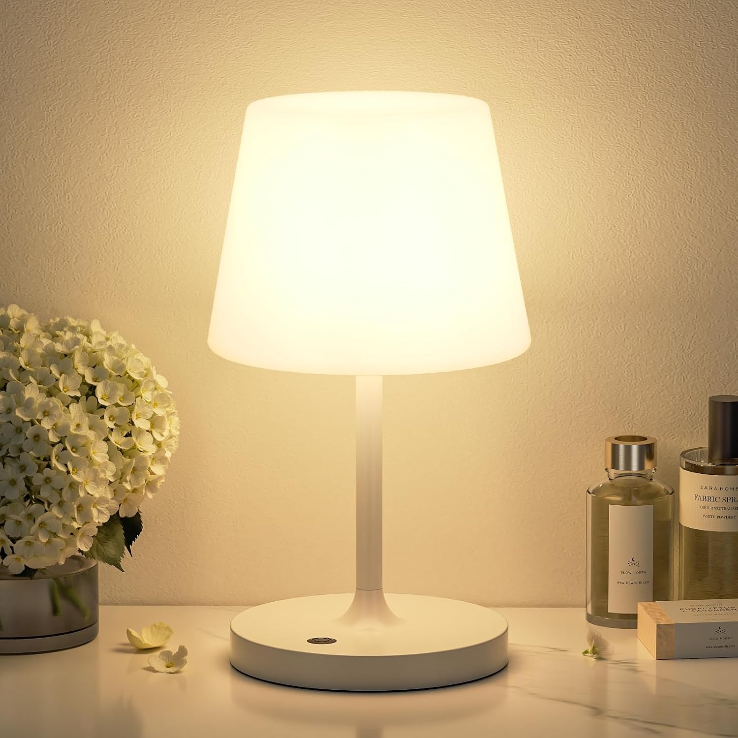 Kakanuo White Cordless Shower Lamp Waterproof, Rechargeable Table Lamp with 4000mAh Battery, Touch Dimmable Desk Light for Outdoor…