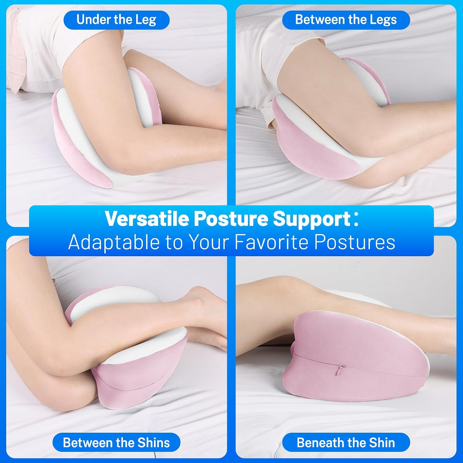 TranquilMoments Knee Pillow for Side Sleepers, Leg Pillow with Washable Cover, Memory Foam Leg Pillow for Side Sleeping, Heart-Shape…