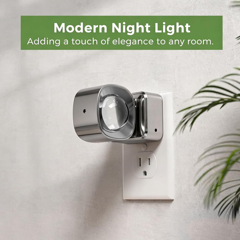 L LOHAS LED Night Light Projector, Night Lights Plug into Wall, Dusk to Dawn Sensor, Silver Swivel Nightlight for Kids, Soft White…
