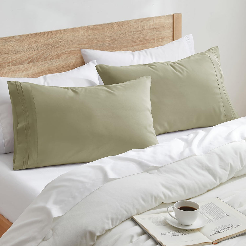 Nestl Sage Green King Pillow Cases 2 – Soft King Size Pillow Case, 1800 Brushed Microfiber Pillowcases, Envelope Closure Pillowcase, King P…