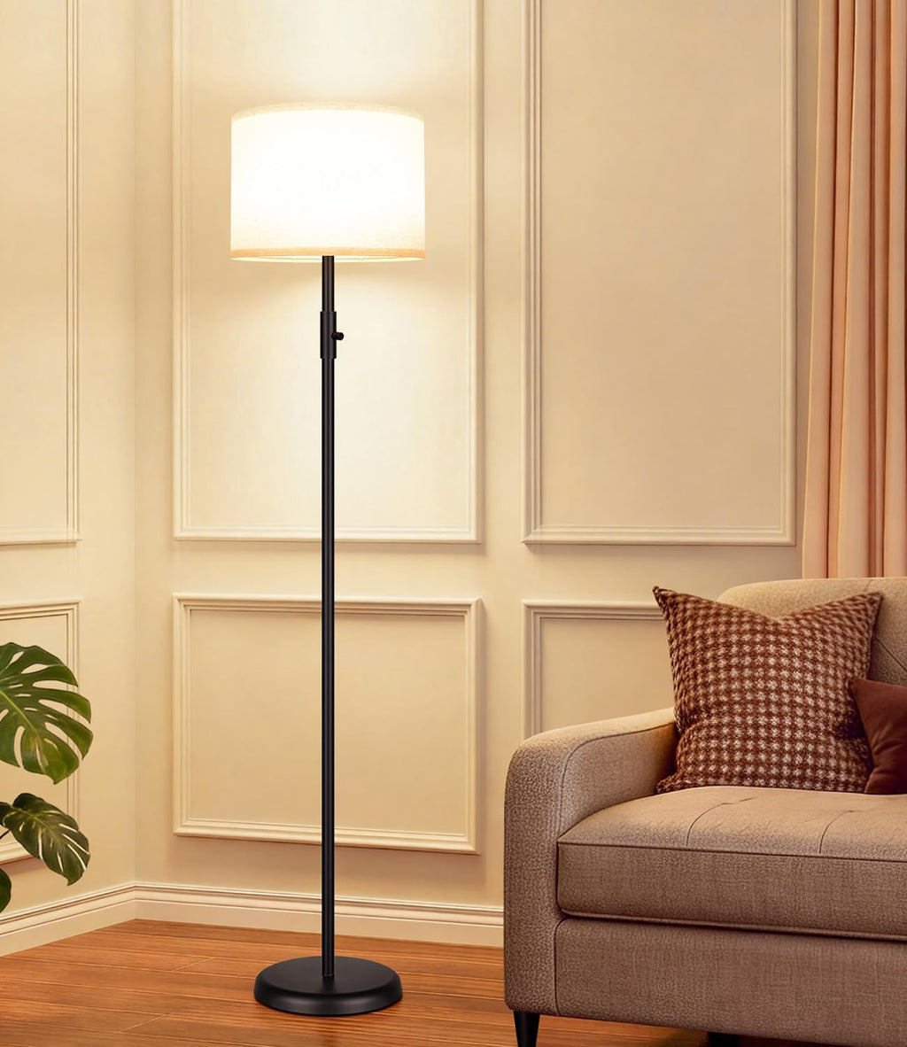 Upgraded】 Dimmable Floor Lamp for Living Room,1000 Lumens Bulb Included, Modern Floor Lamps Simple Design with Linen Shade, Tall Standing…