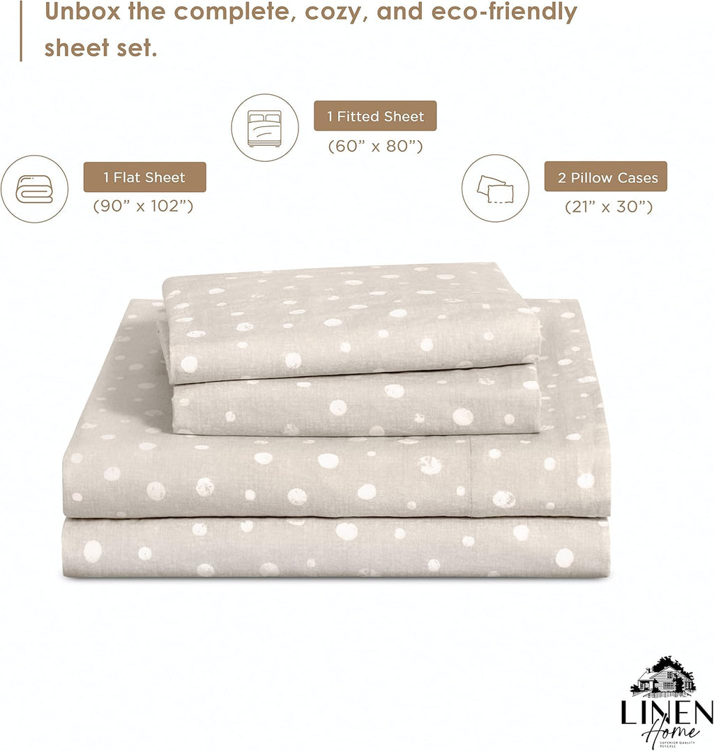Linen Home Cotton Lyocell Blend Percale Sheet Set Queen Size - 4 Piece Deep Pocket Bedding, Pre-Washed & Shrunk, Crisp Cooling Fabric…