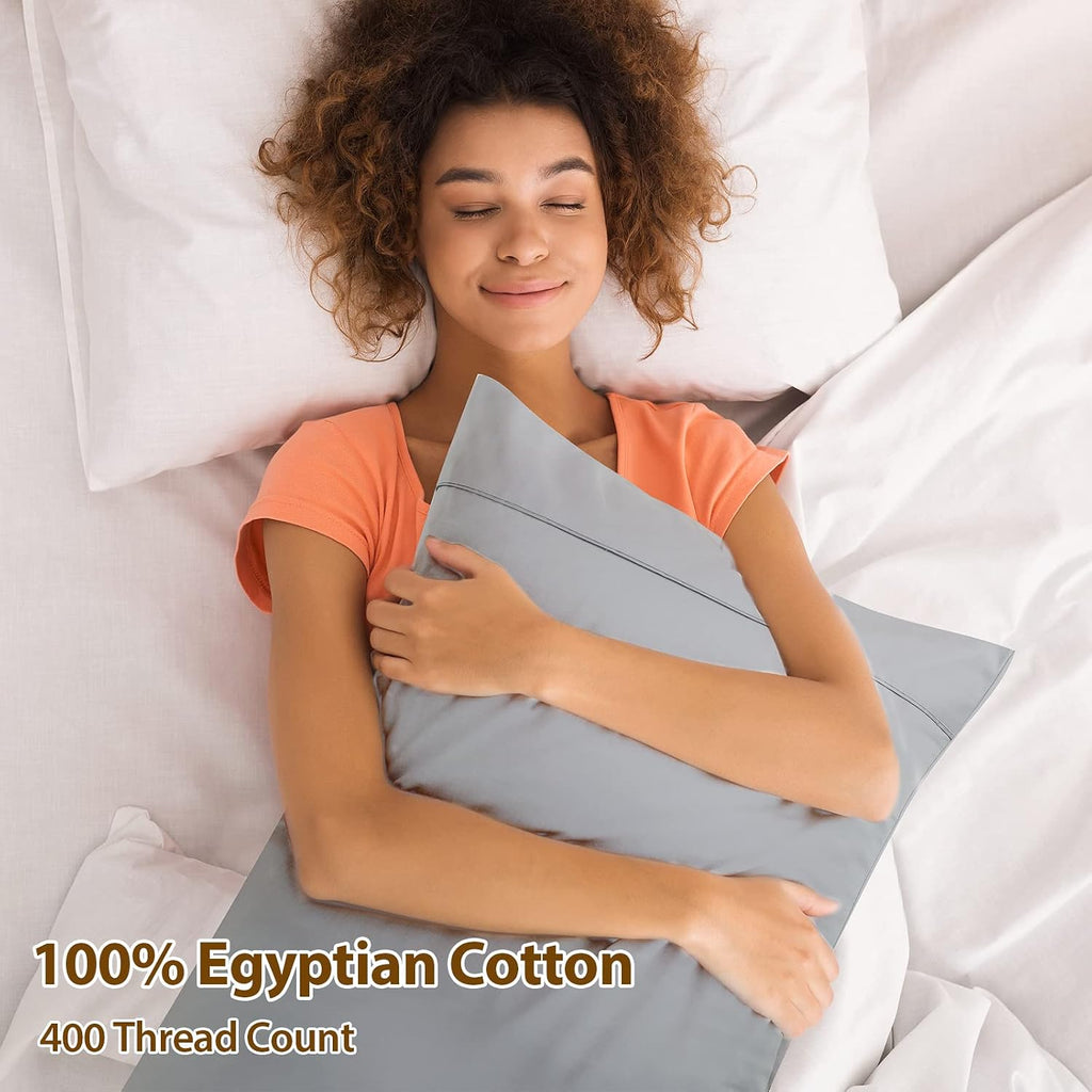 ShunjieHome 100% Egyptian Cotton Pillow Cases Set of 2, Standard Size 400 Thread Count Cooling Pillowcases, Soft and Breathable Pillow Covers…