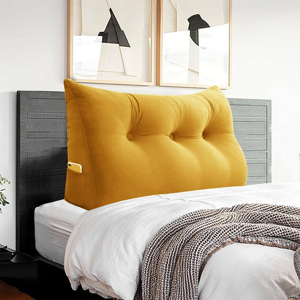 Headboard Pillow Twin for Dorm - Velvet Bed Wedge Headboard Reading Pillow for Sitting in Bed, Positioning Support Backrest Pillow with…